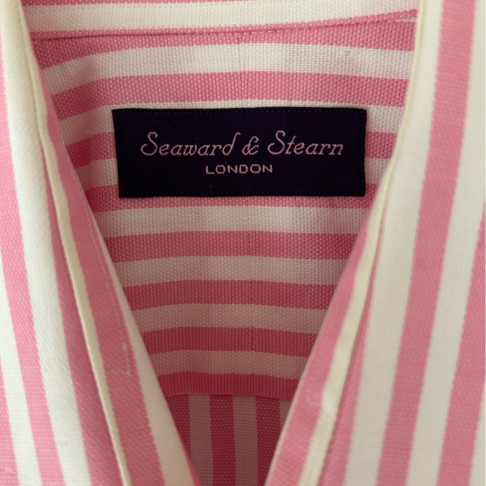 Seaward And Stearn London Long Sleeve Button Down Dress Shirt Pink White… - Picture 7 of 7